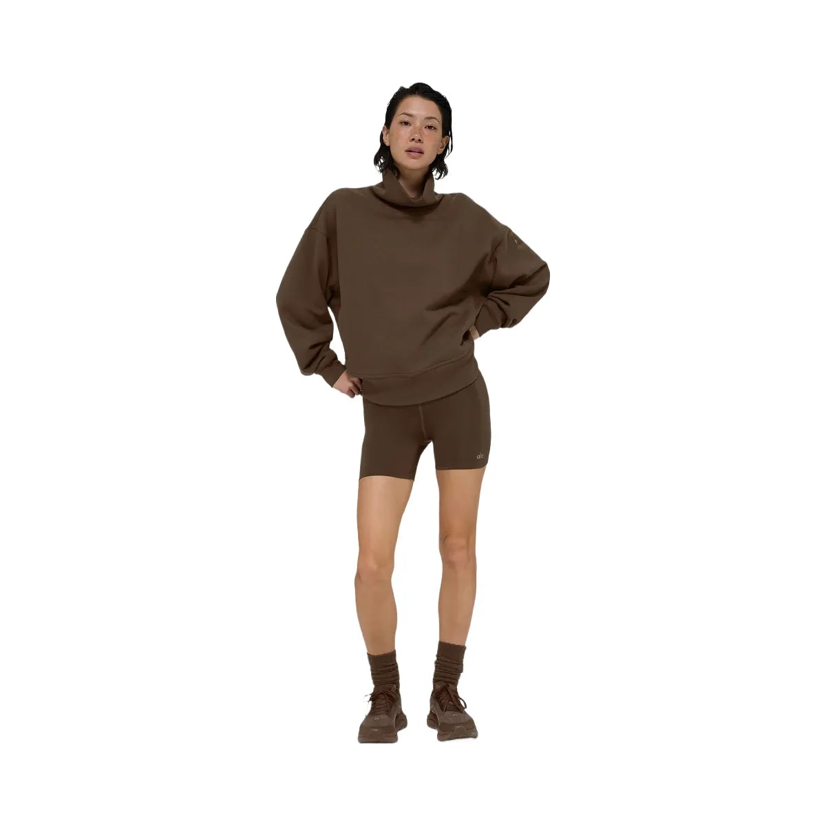 Alo Women's Hazy Mock Neck Pullover - Espresso