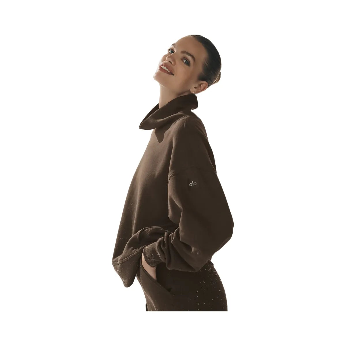 Alo Women's Hazy Mock Neck Pullover - Espresso