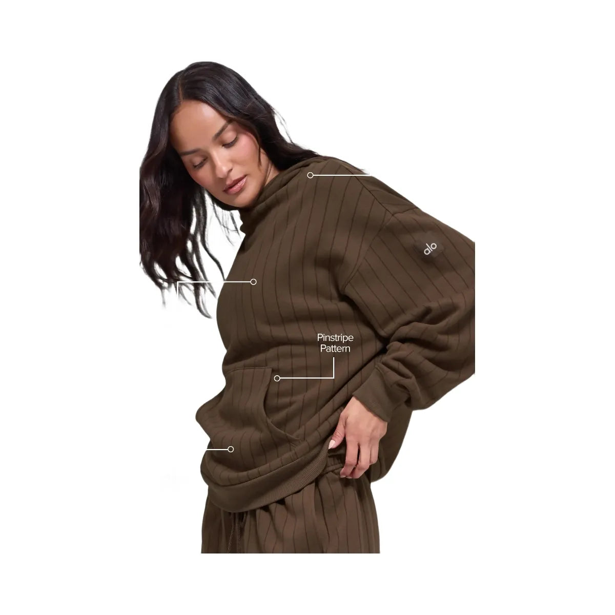 Alo Women's Pinstripe Hoodie - Espresso Pinstripe