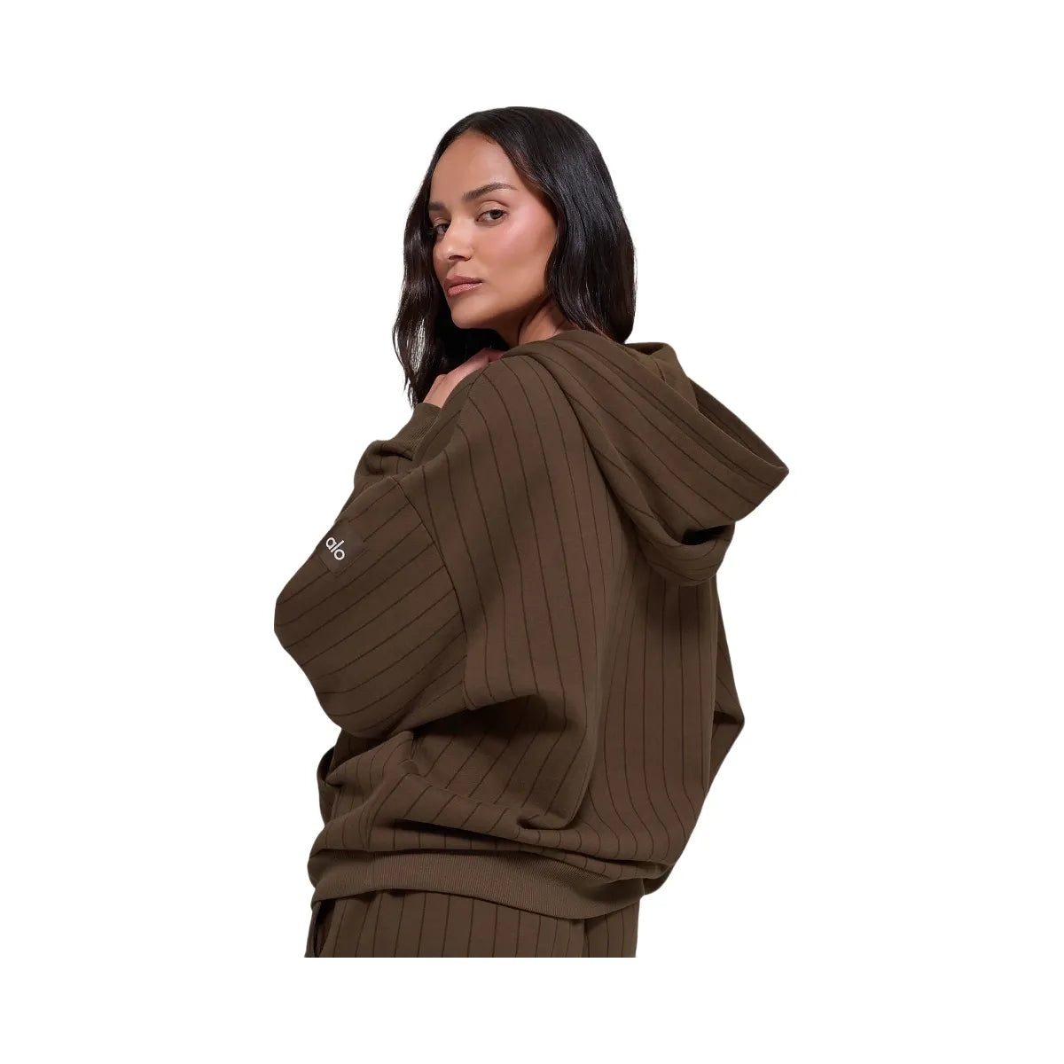 Alo Women's Pinstripe Hoodie - Espresso Pinstripe