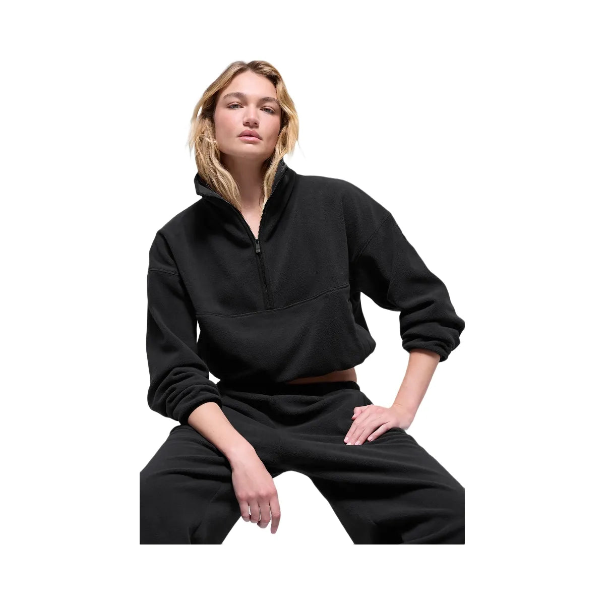 Alo Women's Polar Fleece Retreat Cover Up - Black