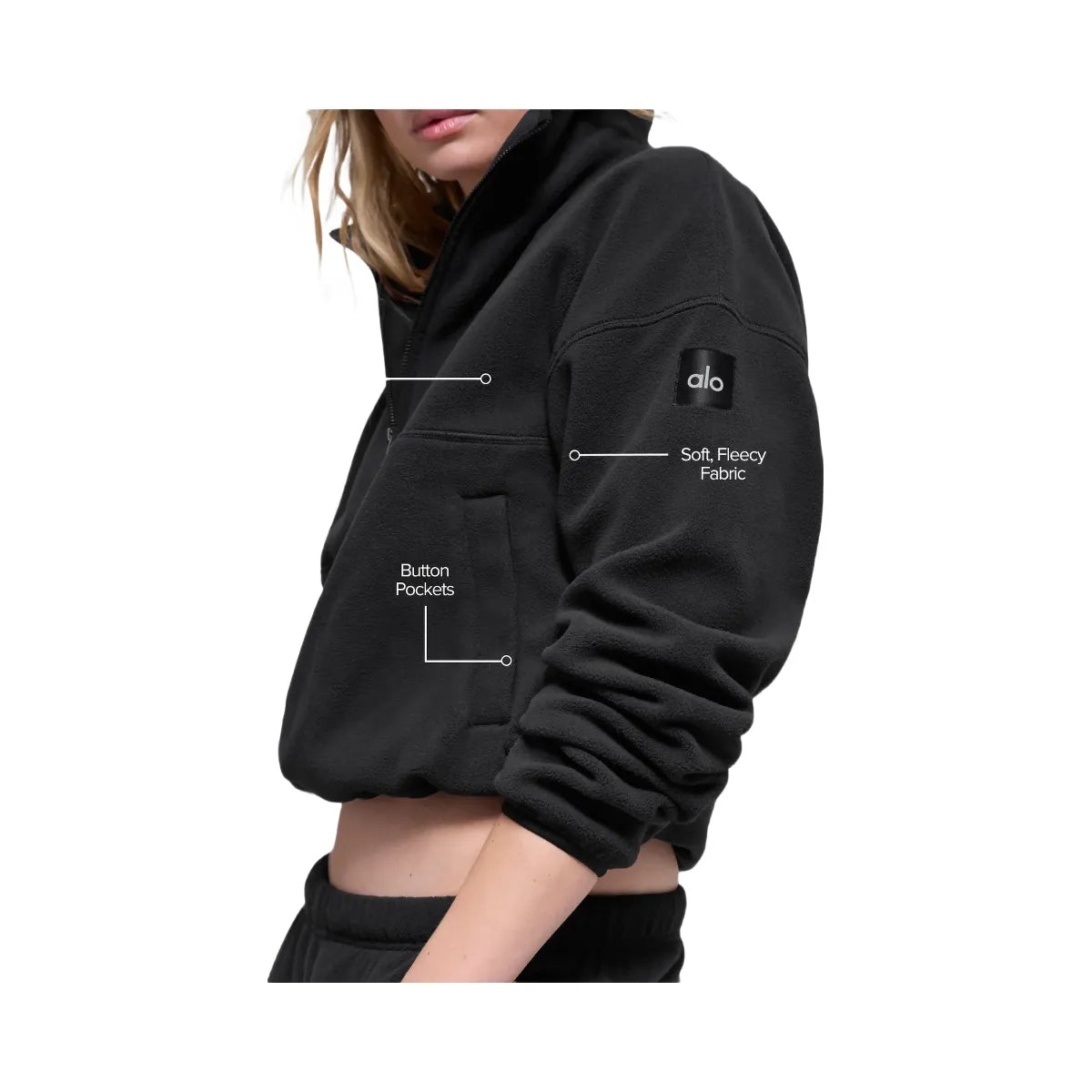 Alo Women's Polar Fleece Retreat Cover Up - Black