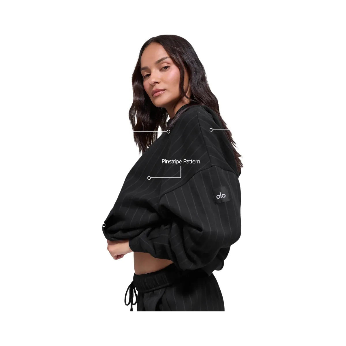 Alo Women's Pinstripe Hoodie - Black Pinstripe