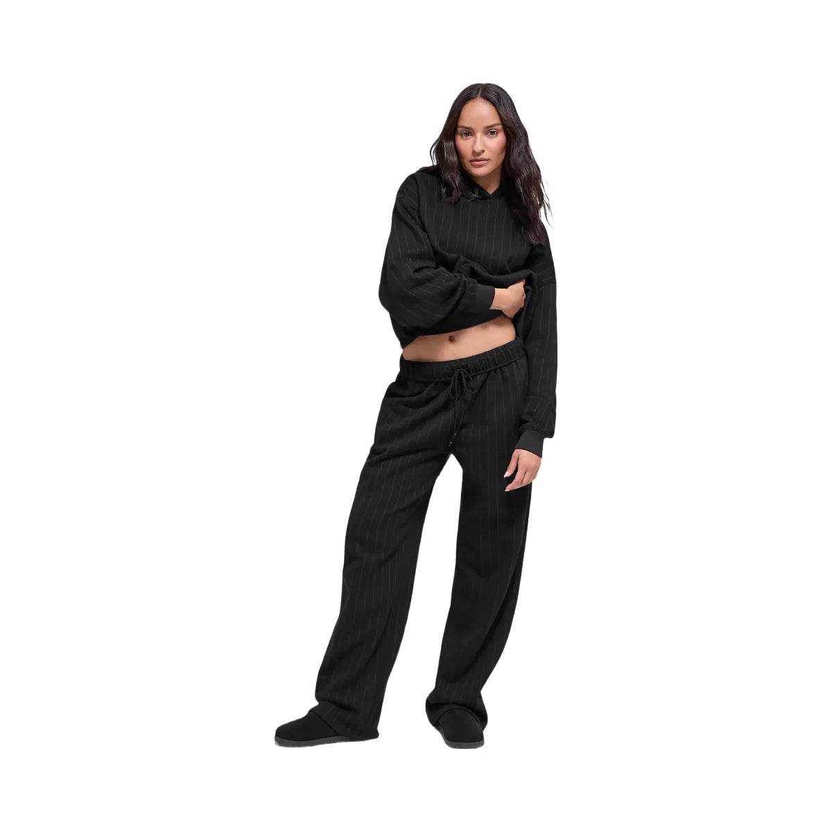 Alo Women's Pinstripe Hoodie - Black Pinstripe