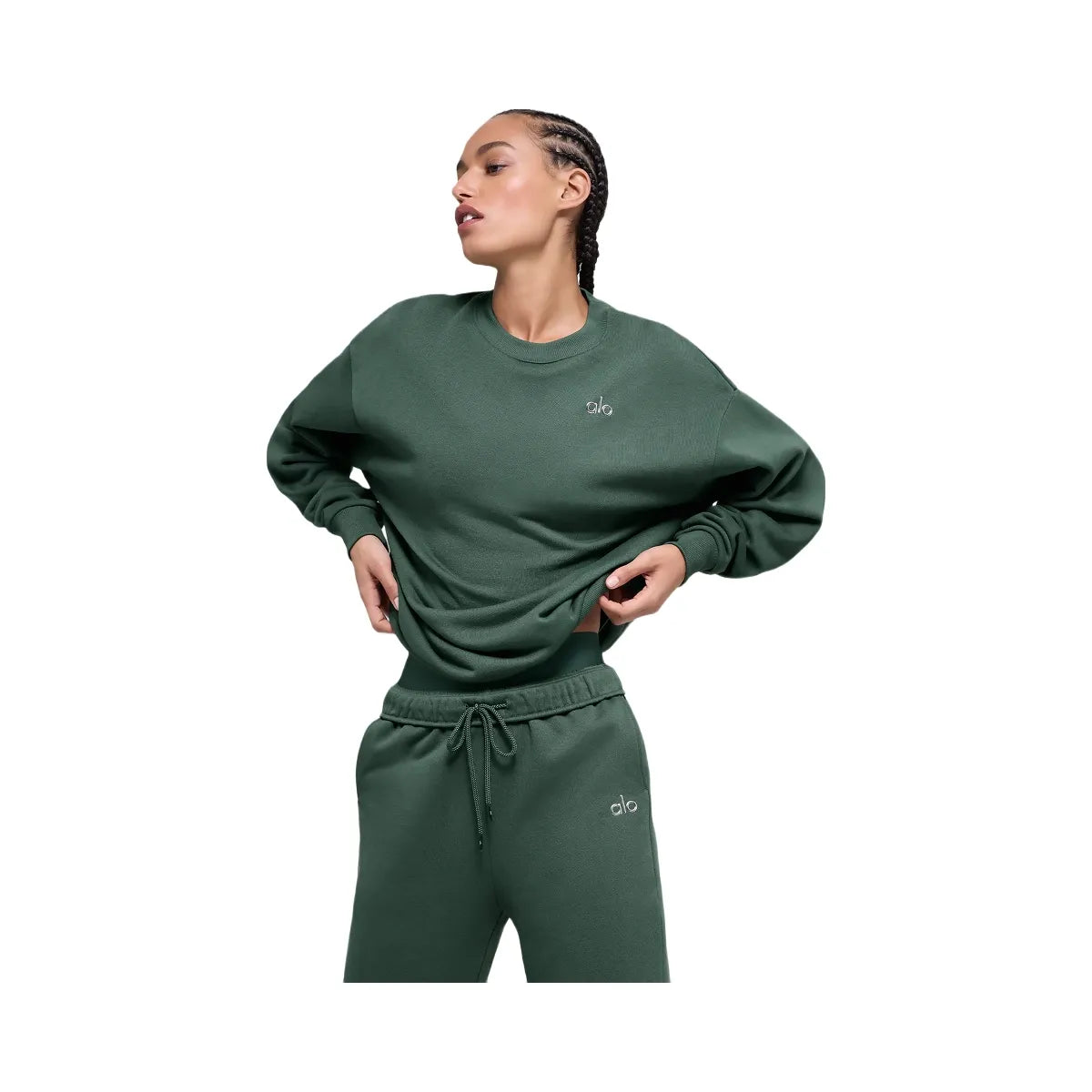 Alo Women's Accolade Crew Neck Pullover - Clover Green