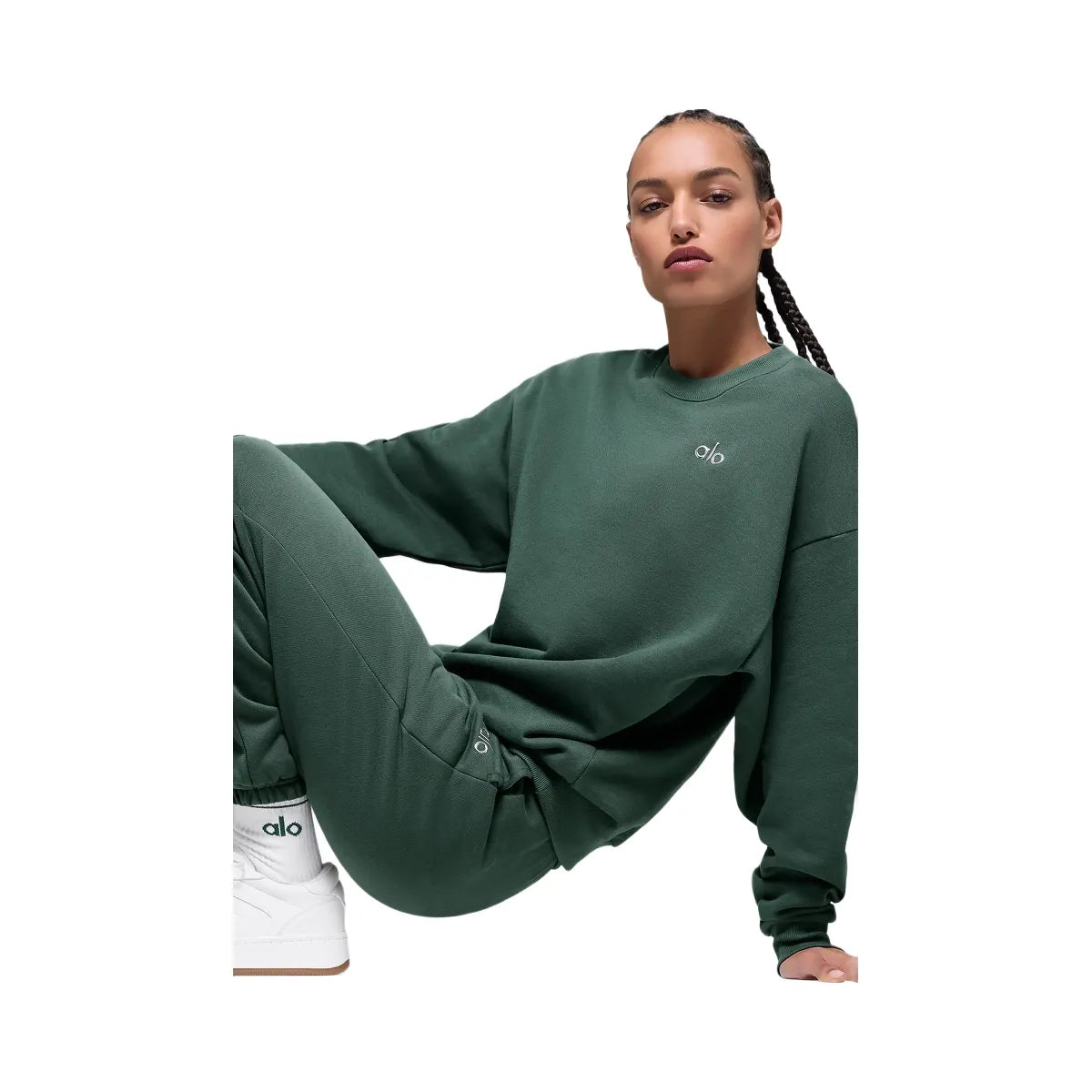 Alo Women's Accolade Crew Neck Pullover - Clover Green