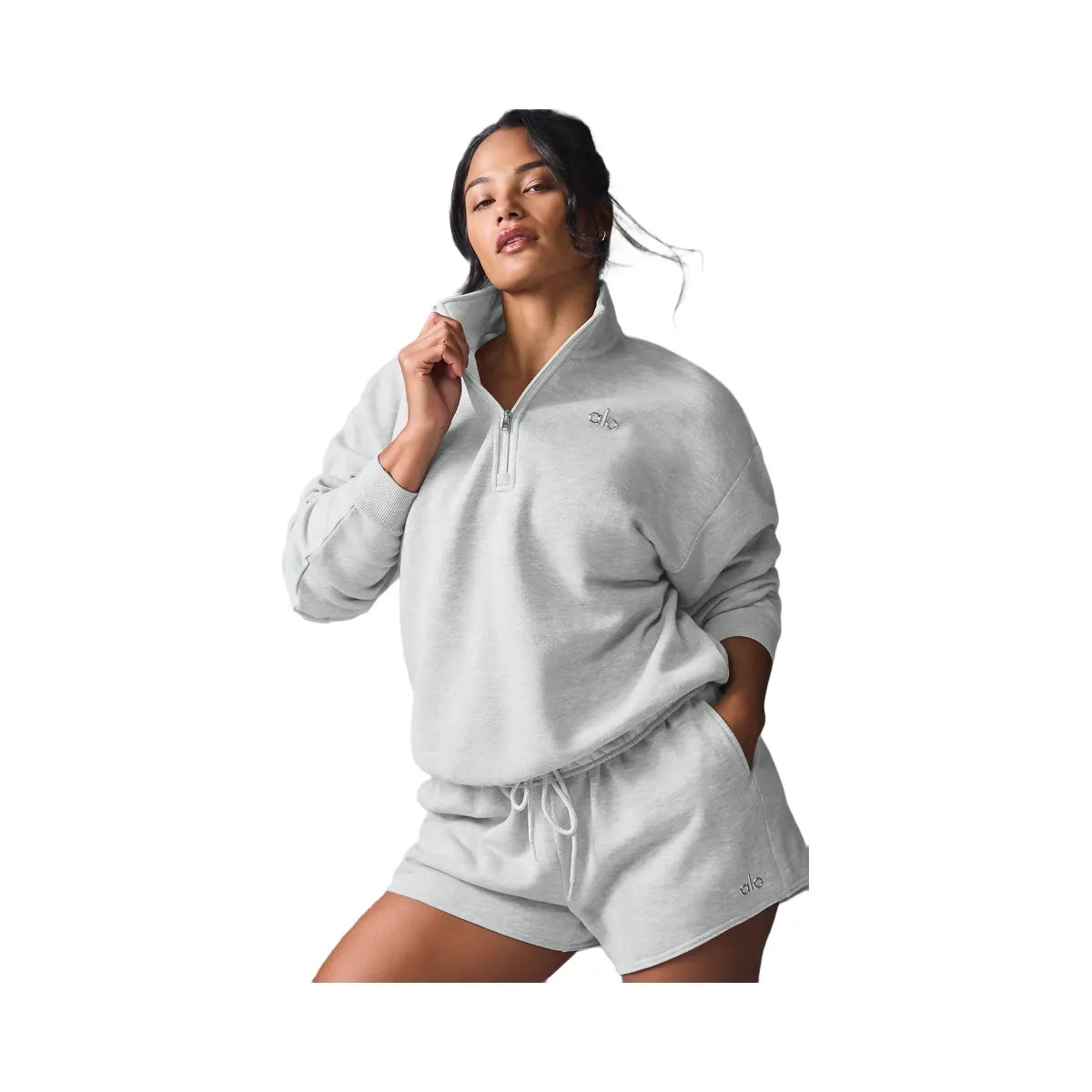Alo Women's Accolade 1/4 Zip Pullover - Athletic Heather Grey