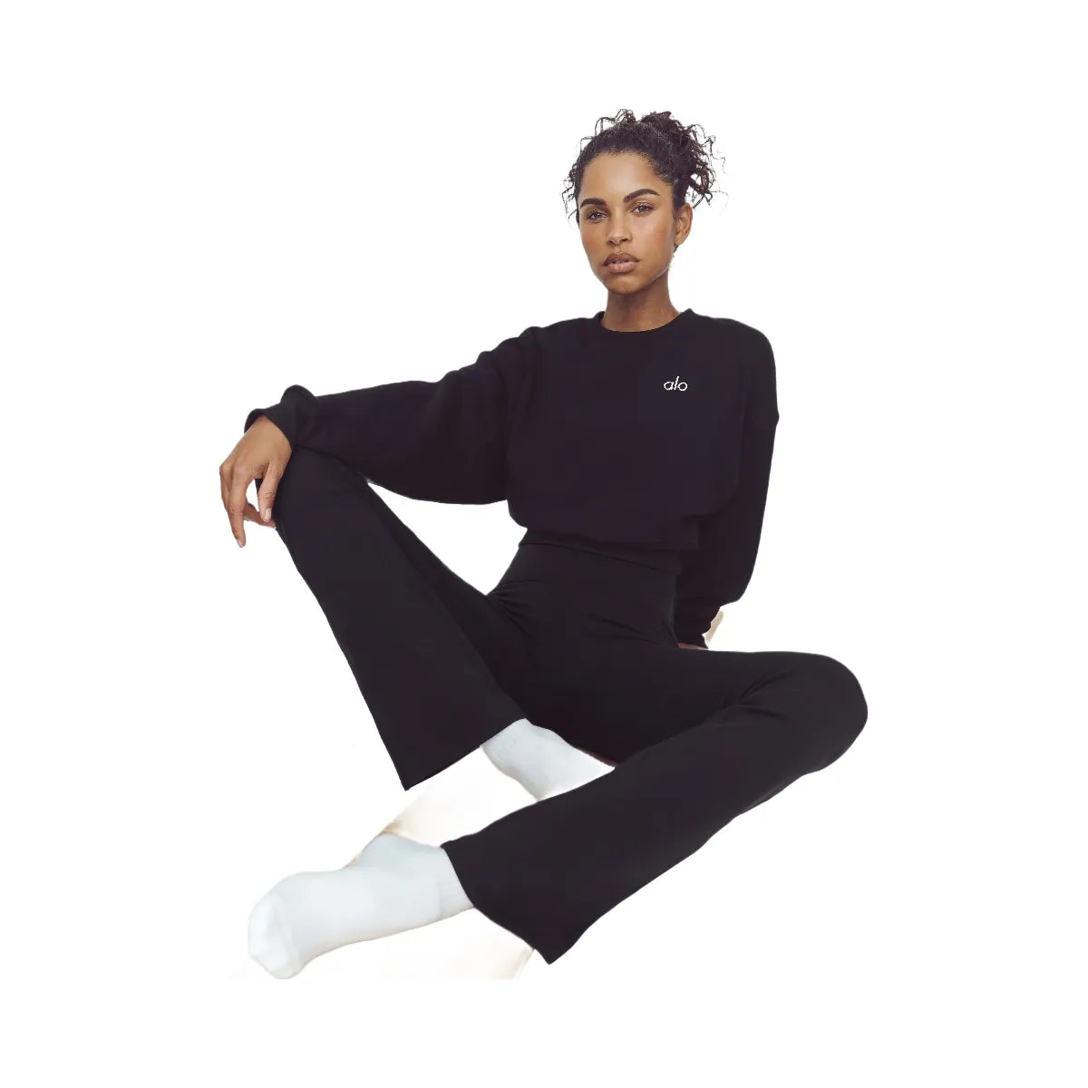 Alo Women's Airbrush High-Waist 7/8 Bootcut Legging - Black