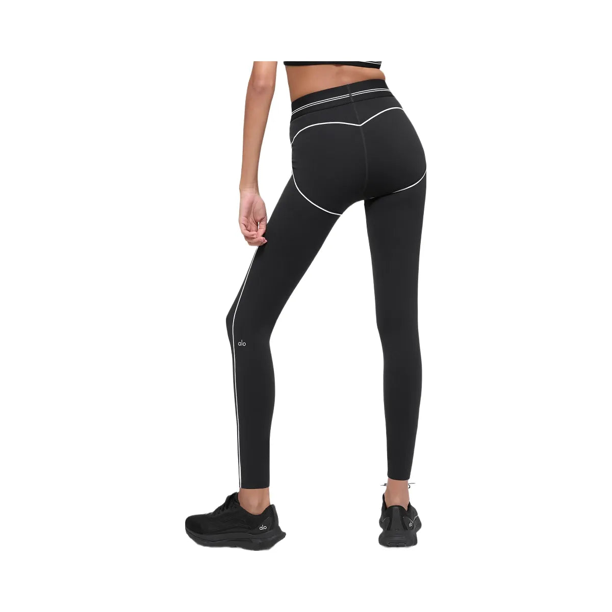 Alo Women's Airbrush High-Waist 7/8 Heart Throb Legging - Black/White