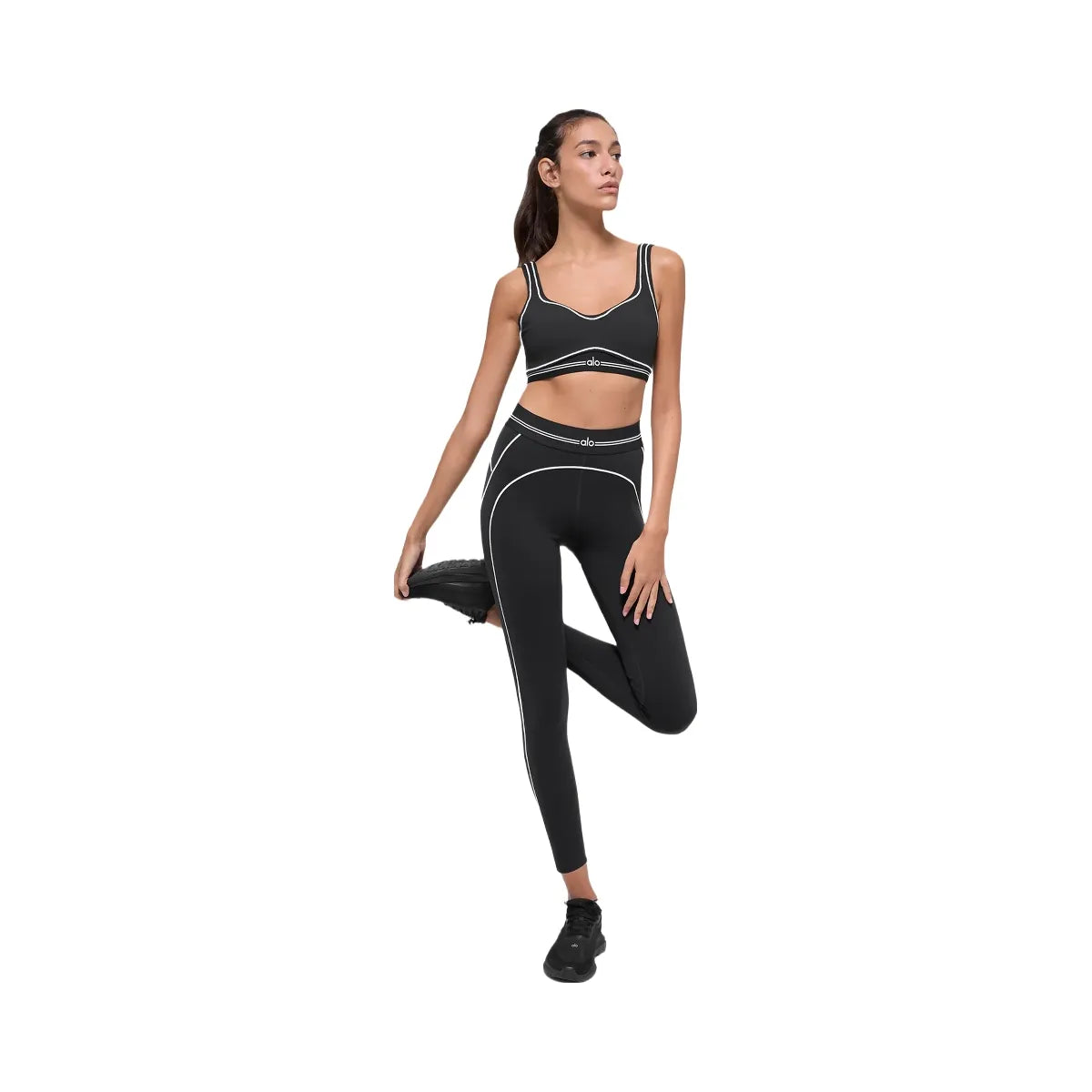 Alo Women's Airbrush High-Waist 7/8 Heart Throb Legging - Black/White