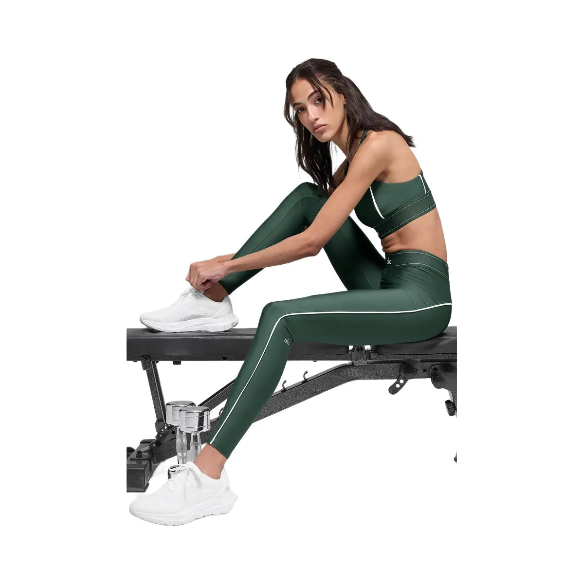 Alo Women's Airlift High-Waist Suit Up Legging - Clover Green/White