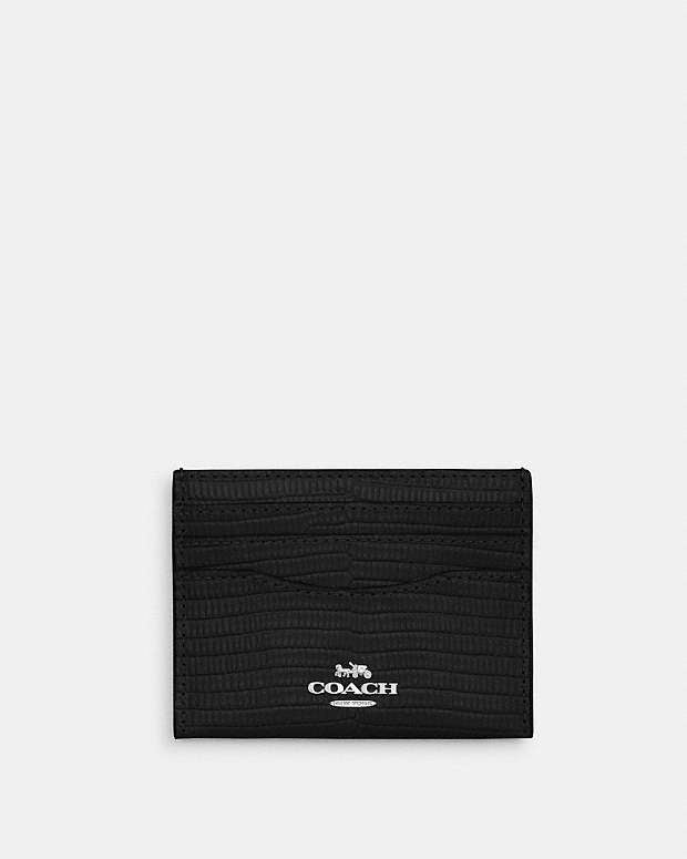 Coach Slim Id Card Case Novelty Leather-Silver-Black