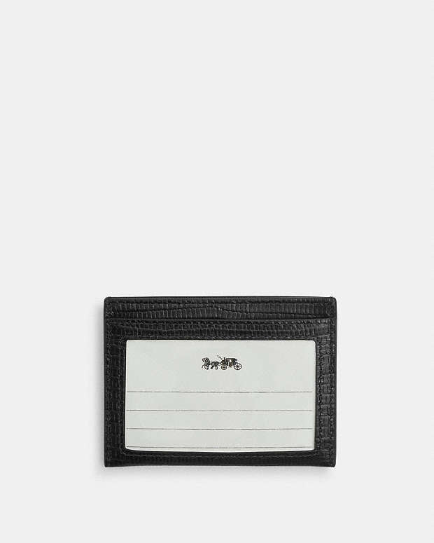 Coach Slim Id Card Case Novelty Leather-Silver-Black