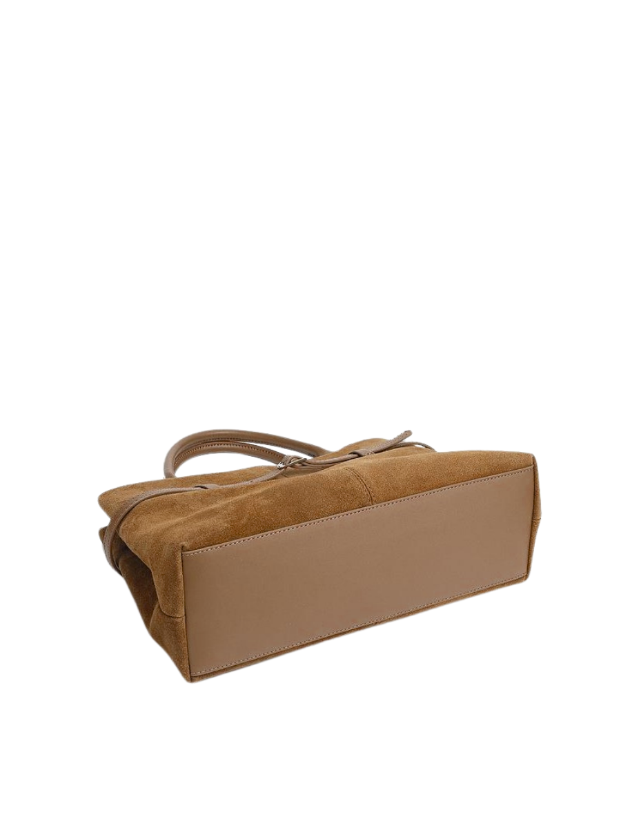 Serena -Ladies suede leather satchel bag, col. Tan