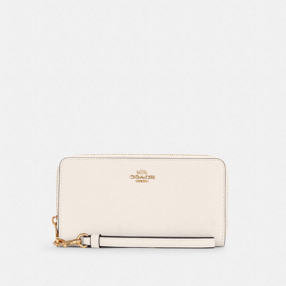 Coach Long Zip Around Wallet Gold Chalk