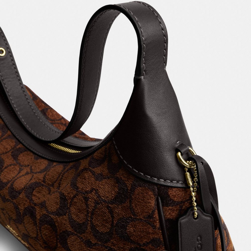 Coach Ella Small Shoulder Bag In Signature Chenille Gold Truffle