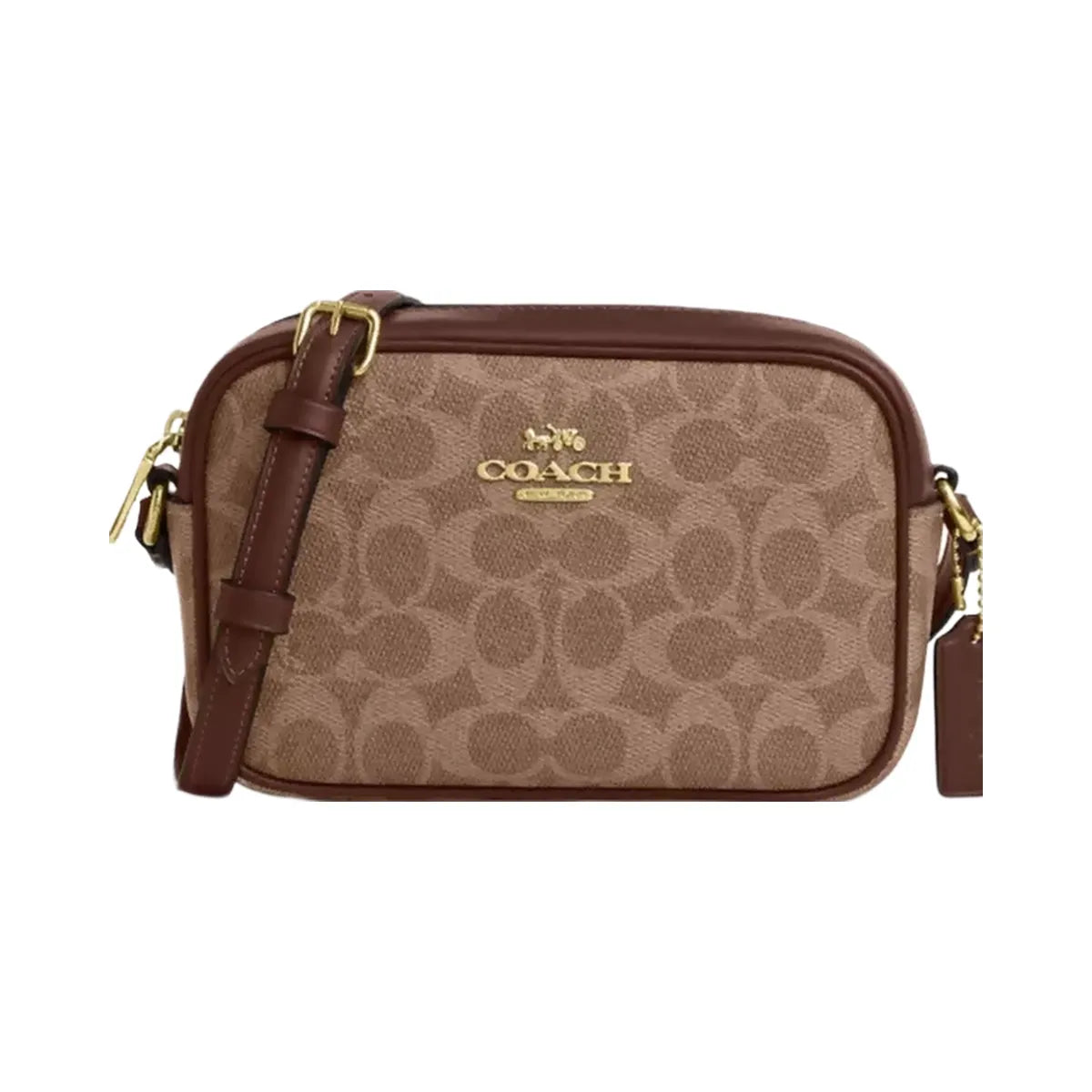 Coach Mini Jamie Camera Bag In Signature Canvas in Gold Tan Brown