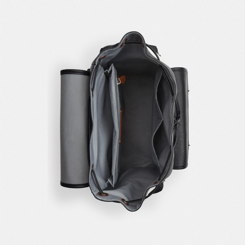 Coach Sprint Backpack In Colorblock Signature Canvas Gunmetal Chalk Black