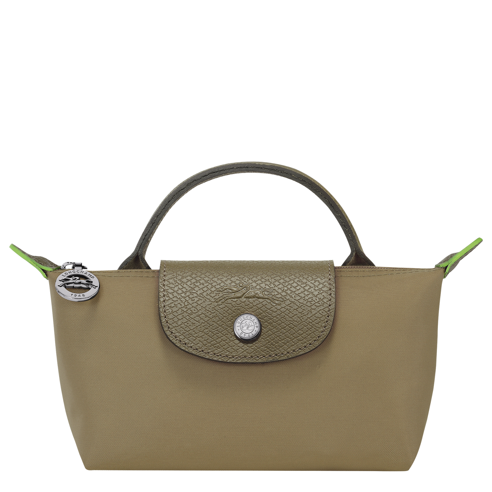 Longchamp Le Pliage Green Pouch with handle Artichoke