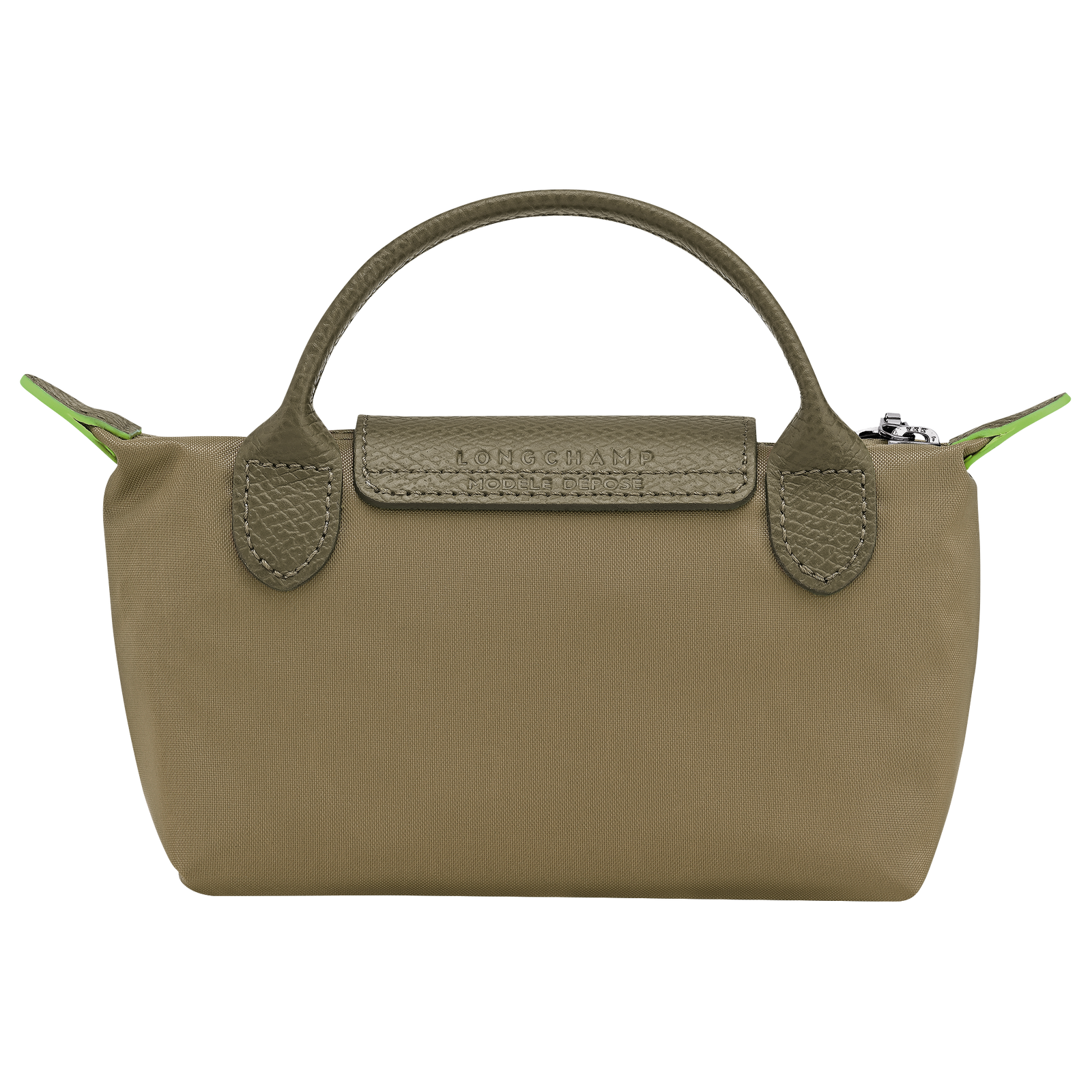 Longchamp Le Pliage Green Pouch with handle Artichoke
