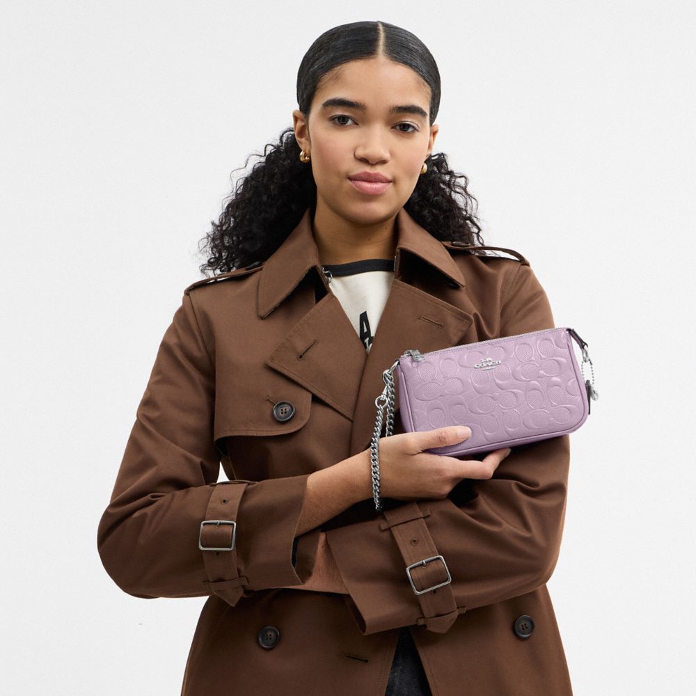 Coach Nolita 19 In Signature Leather With Heart Charm Silver