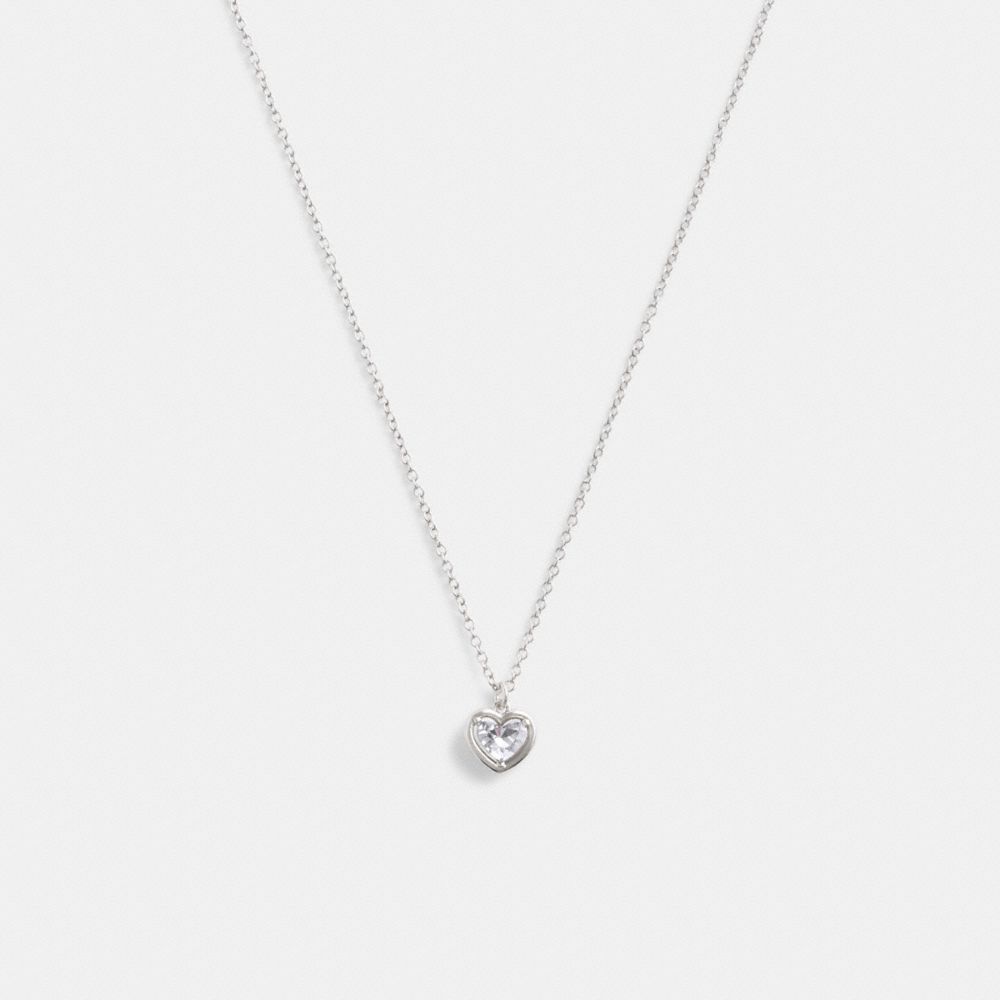 Coach Halo Heart Pendant Necklace Silver