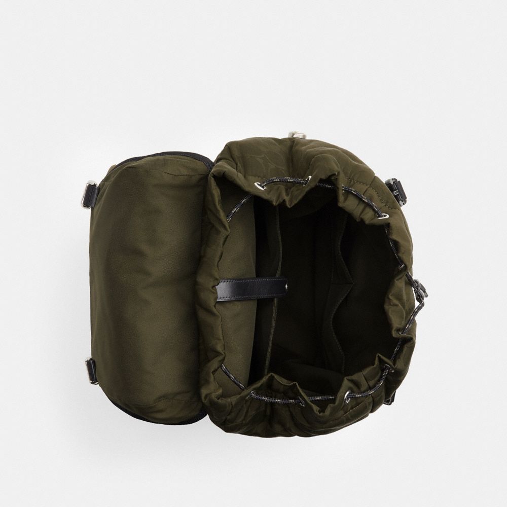 Coach Logan Backpack In Signature Nylon Dark Moss