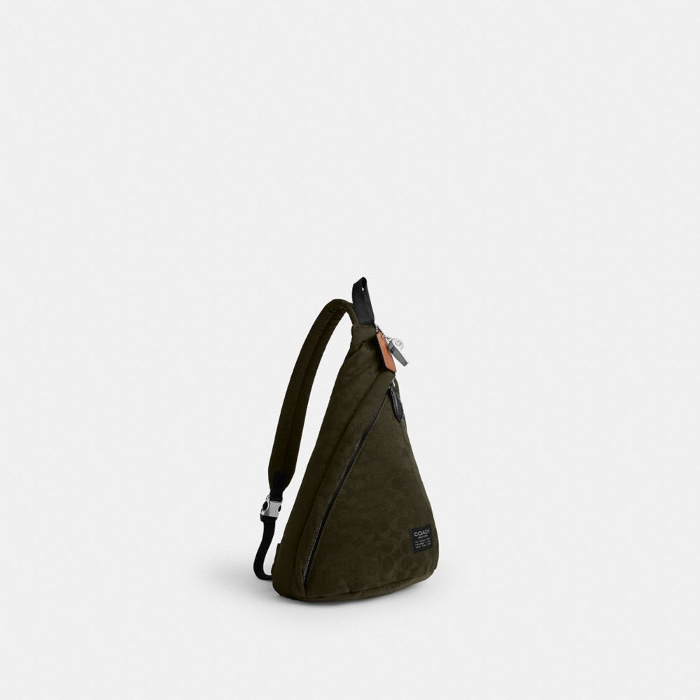 Coach Lachlan Sling In Signature Nylon Dark Moss