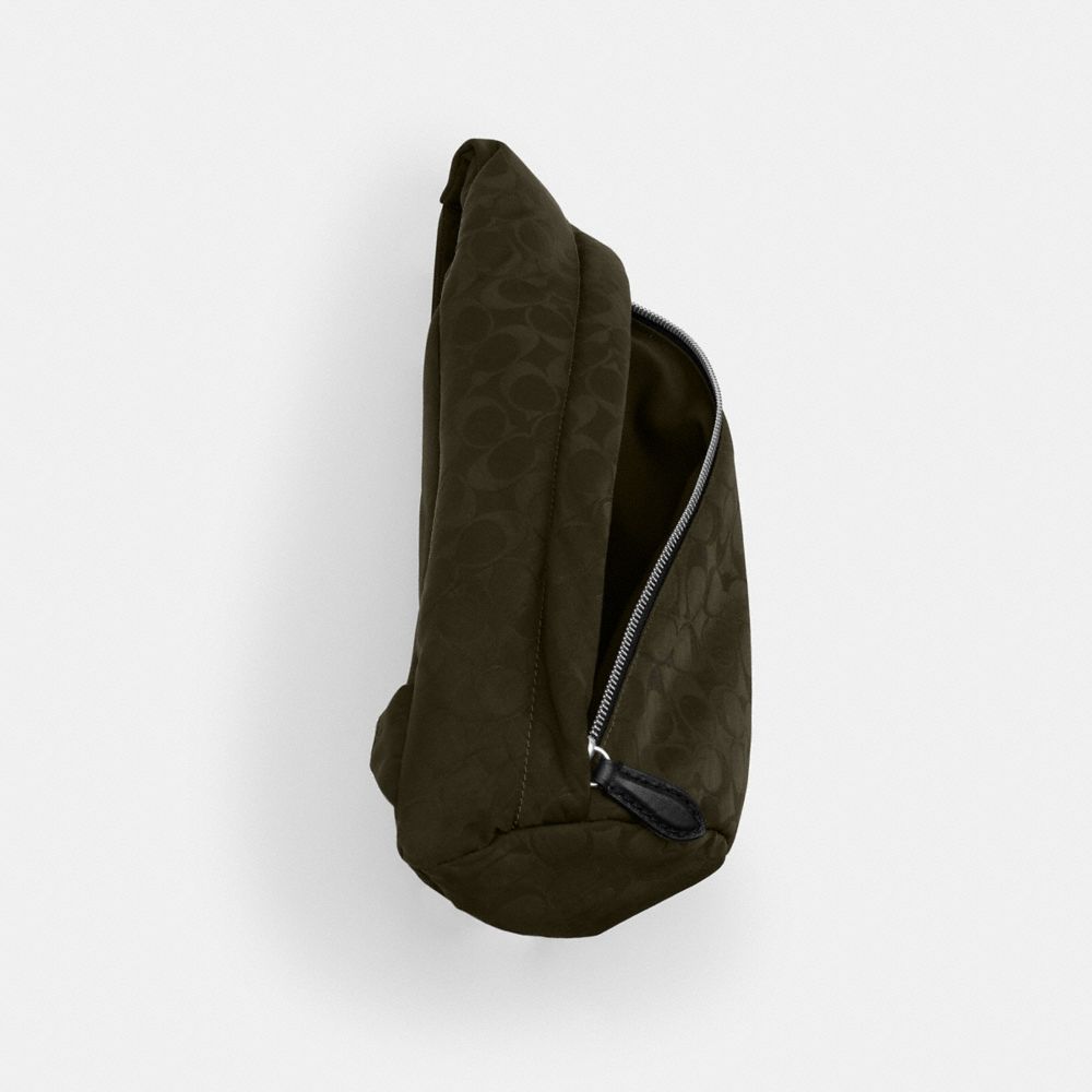 Coach Lachlan Sling In Signature Nylon Dark Moss