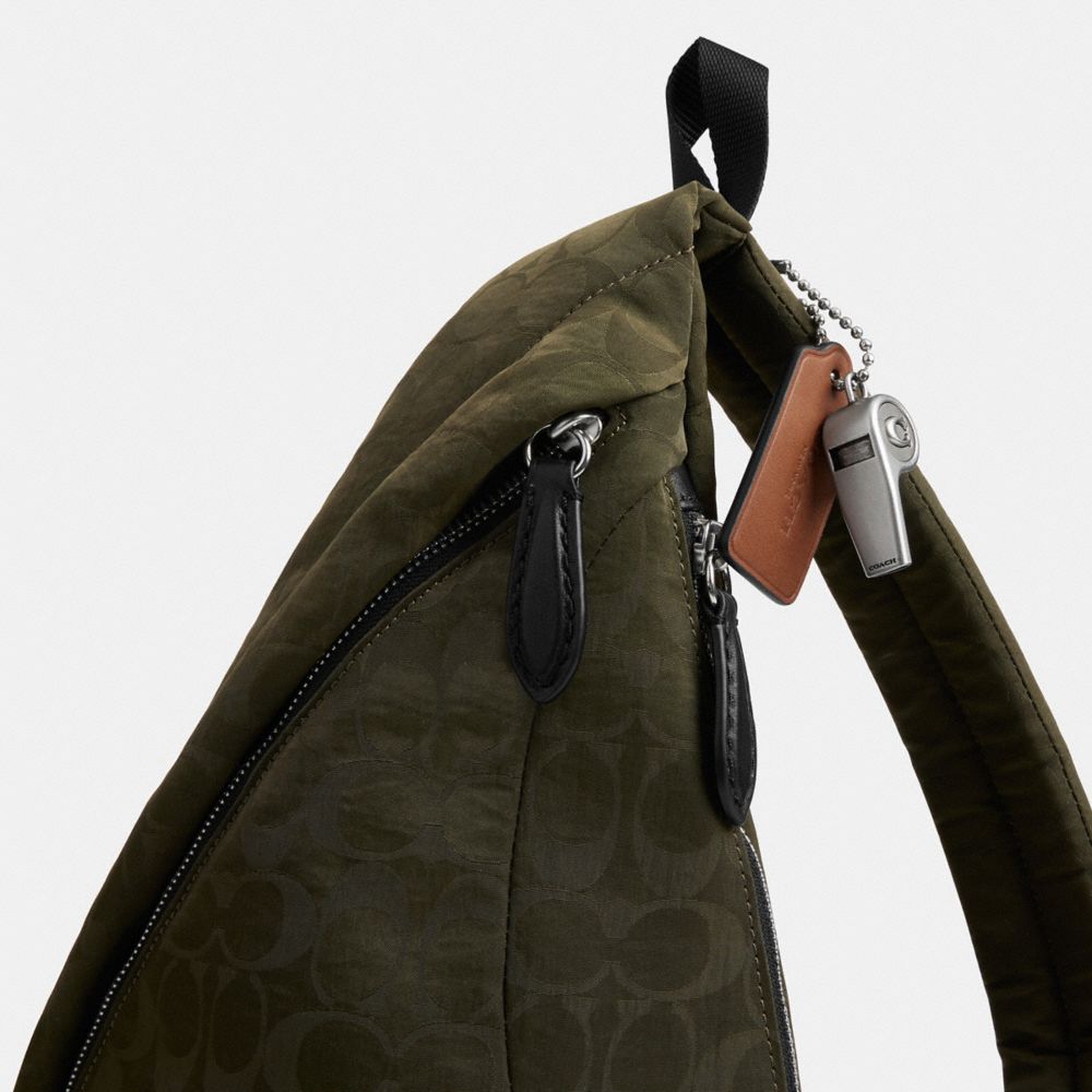 Coach Lachlan Sling In Signature Nylon Dark Moss
