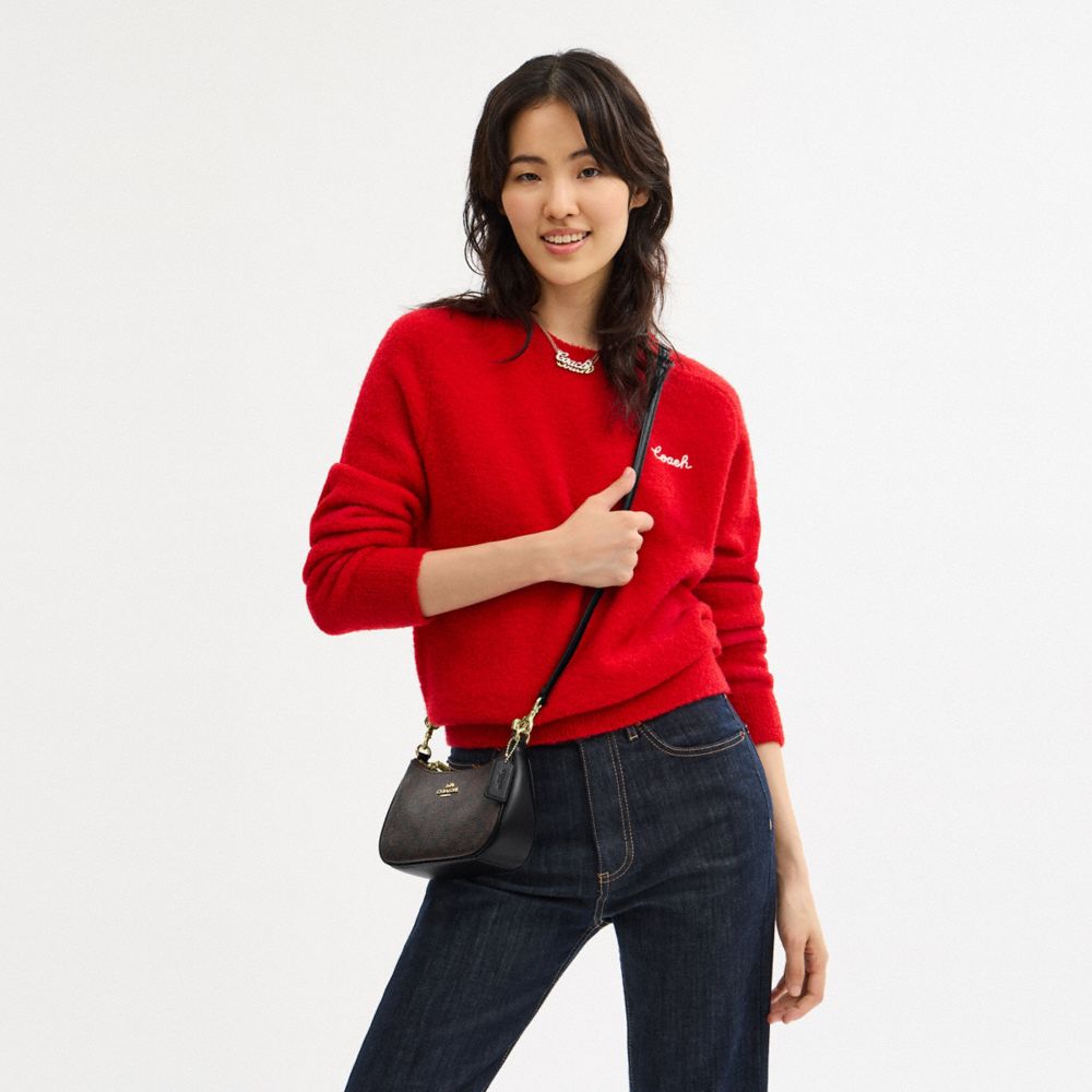 Coach Teri Mini Crossbody Bag In Signature Canvas Gold Walnut Black