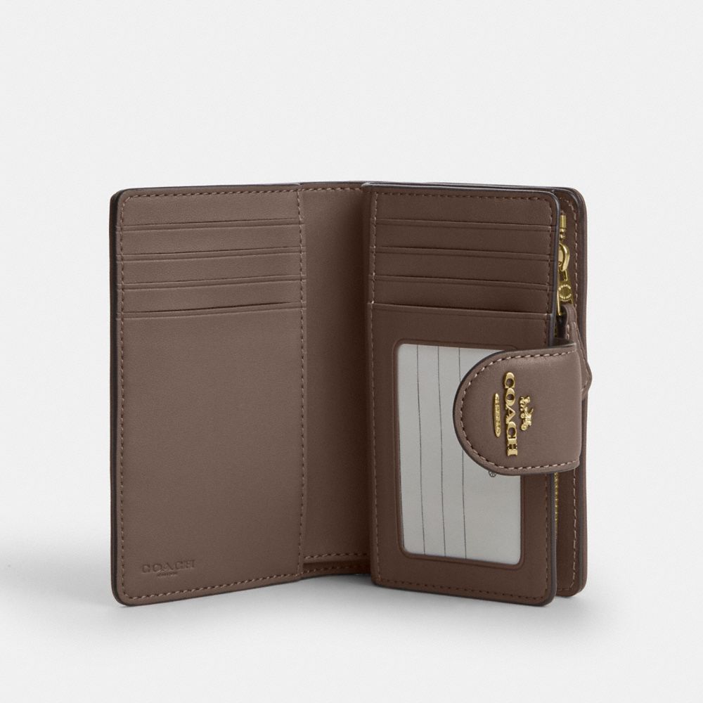 Coach Medium Corner Zip Wallet In Signature Jacquard With Floral Embroidery Gold Oak Multi