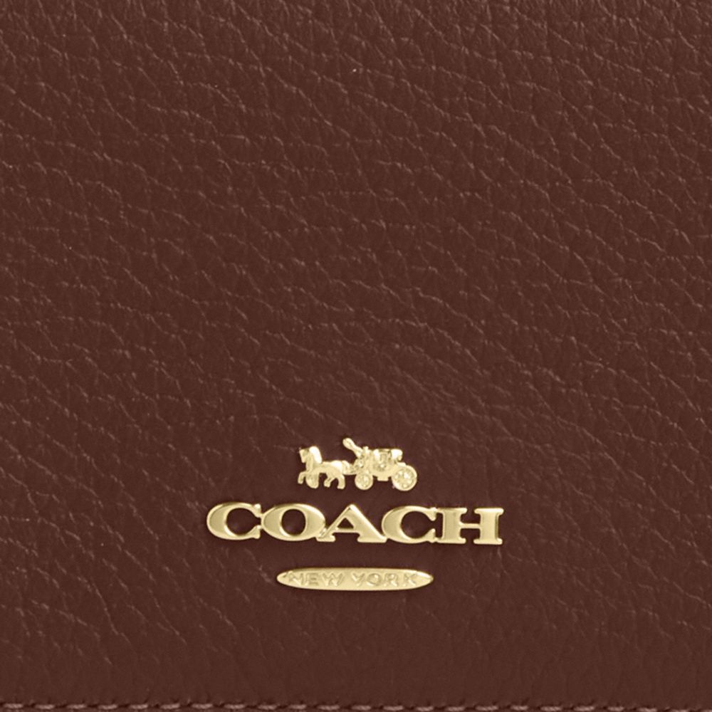Coach Card Holder Wallet In Signature Canvas Gold Tan Brown