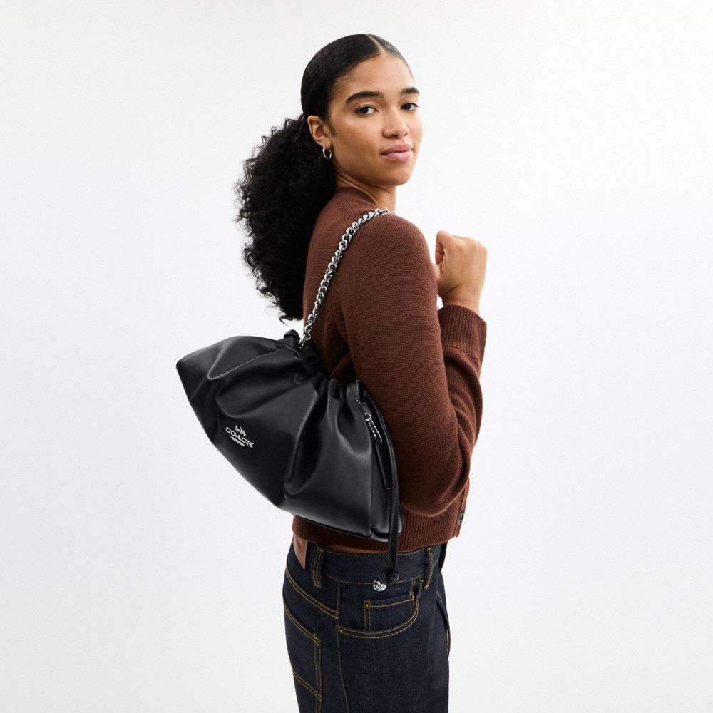 Coach Faye Large Shoulder Bag Silver Black