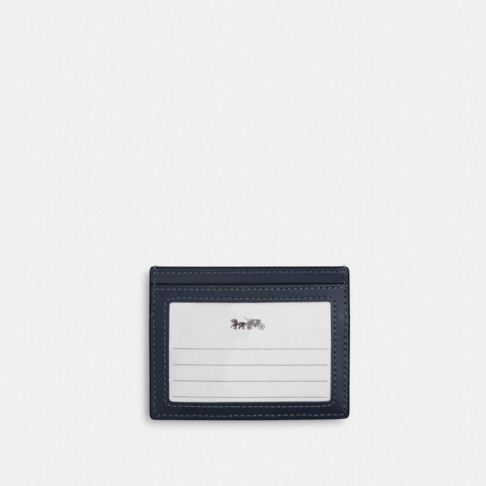 Coach Slim Id Card Case In Regenerative Cotton With Quilting Gold Indigo