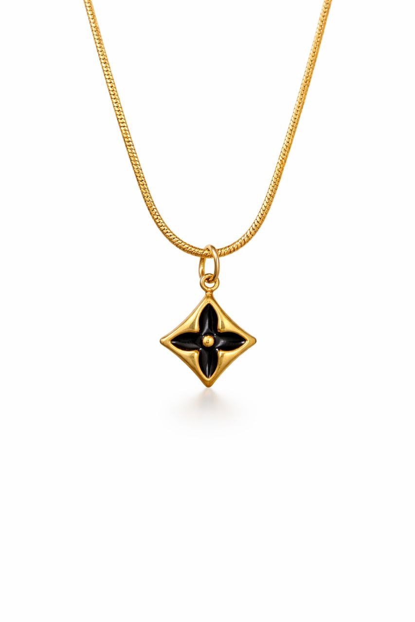 LV Star Blossom onyx Gold Pendant