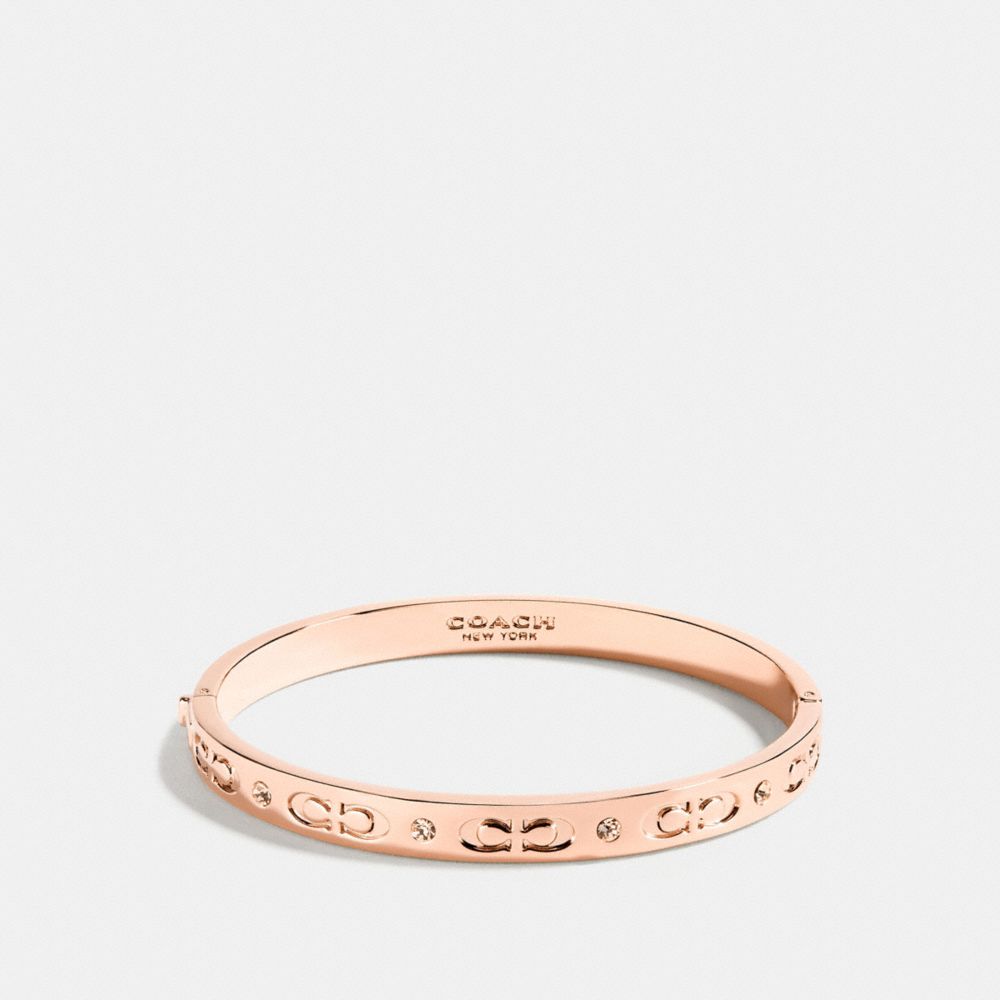 Coach Signature Hinged Bangle Rose Gold