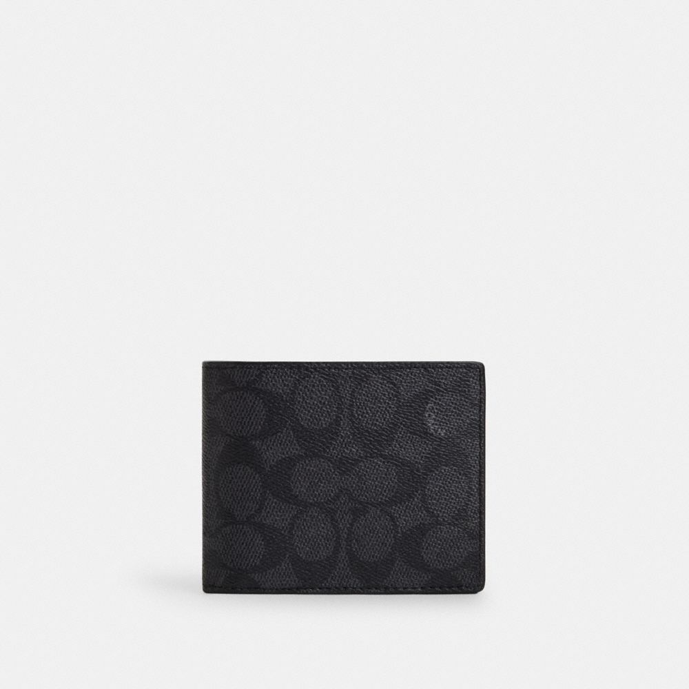 Coach 3 In 1 Wallet In Signature Canvas Charcoal Black