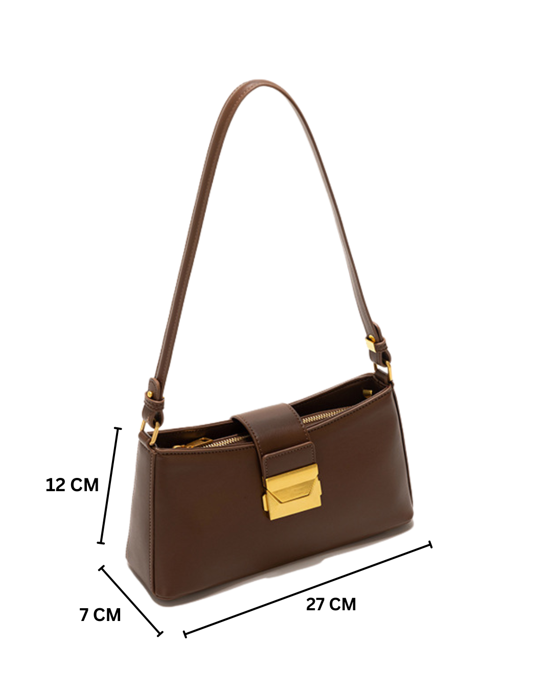 Felice - Ladies Baguette Bag Faux Leather | Dark Brown