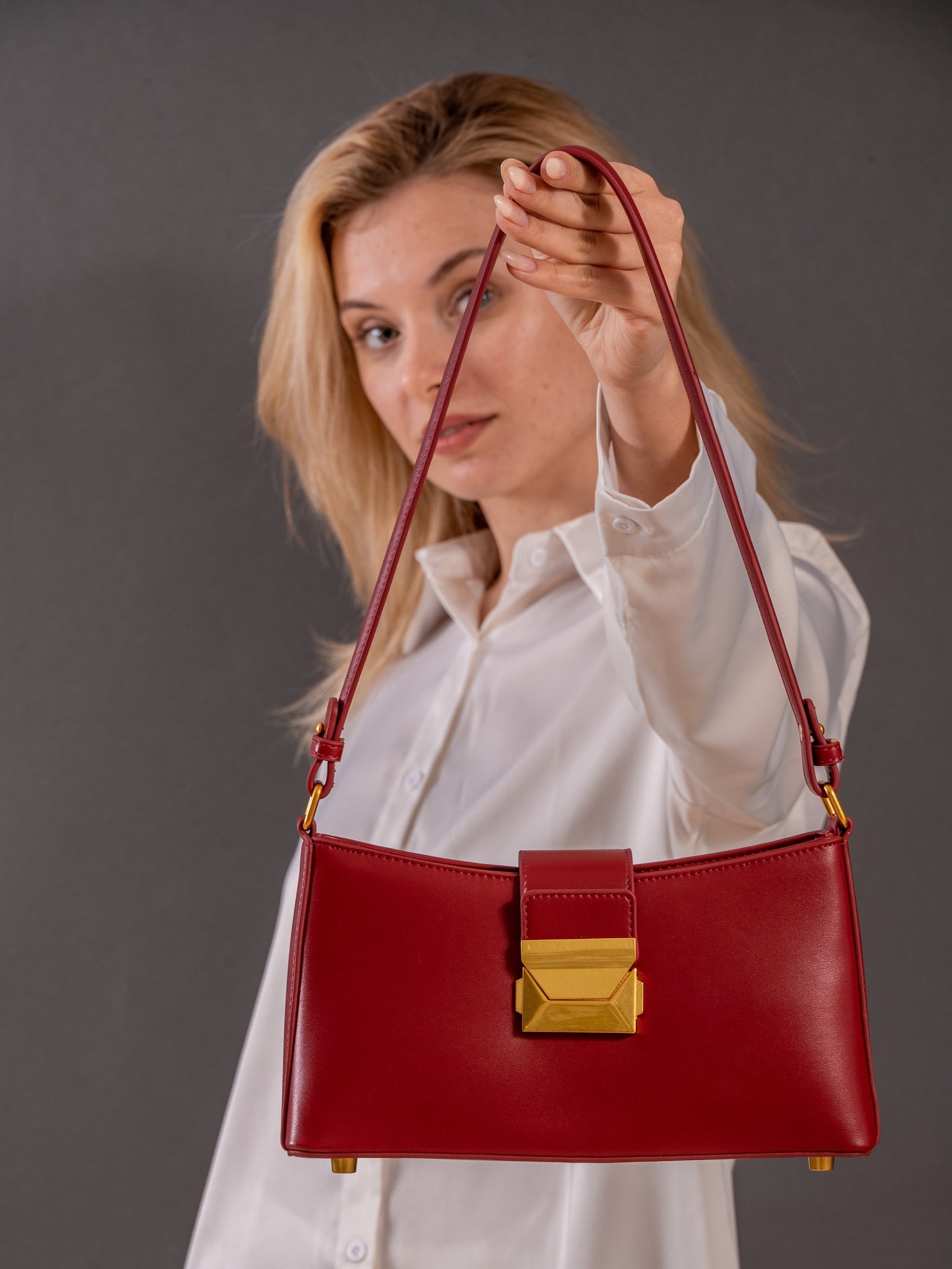 Felice - Ladies Baguette Bag Faux Leather | Dark Brown
