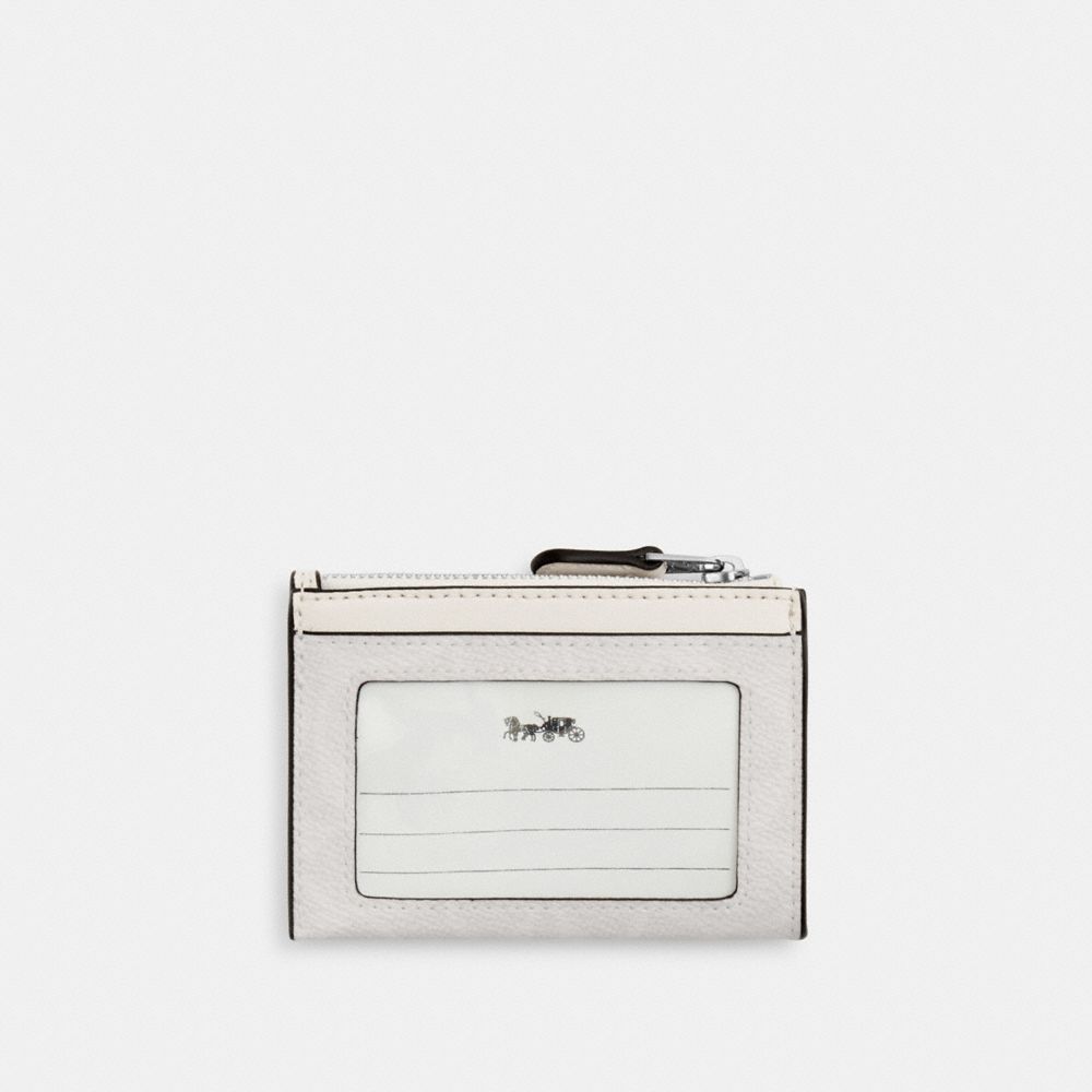 Coach Mini Skinny Id Case In Signature Canvas Silver White Chalk
