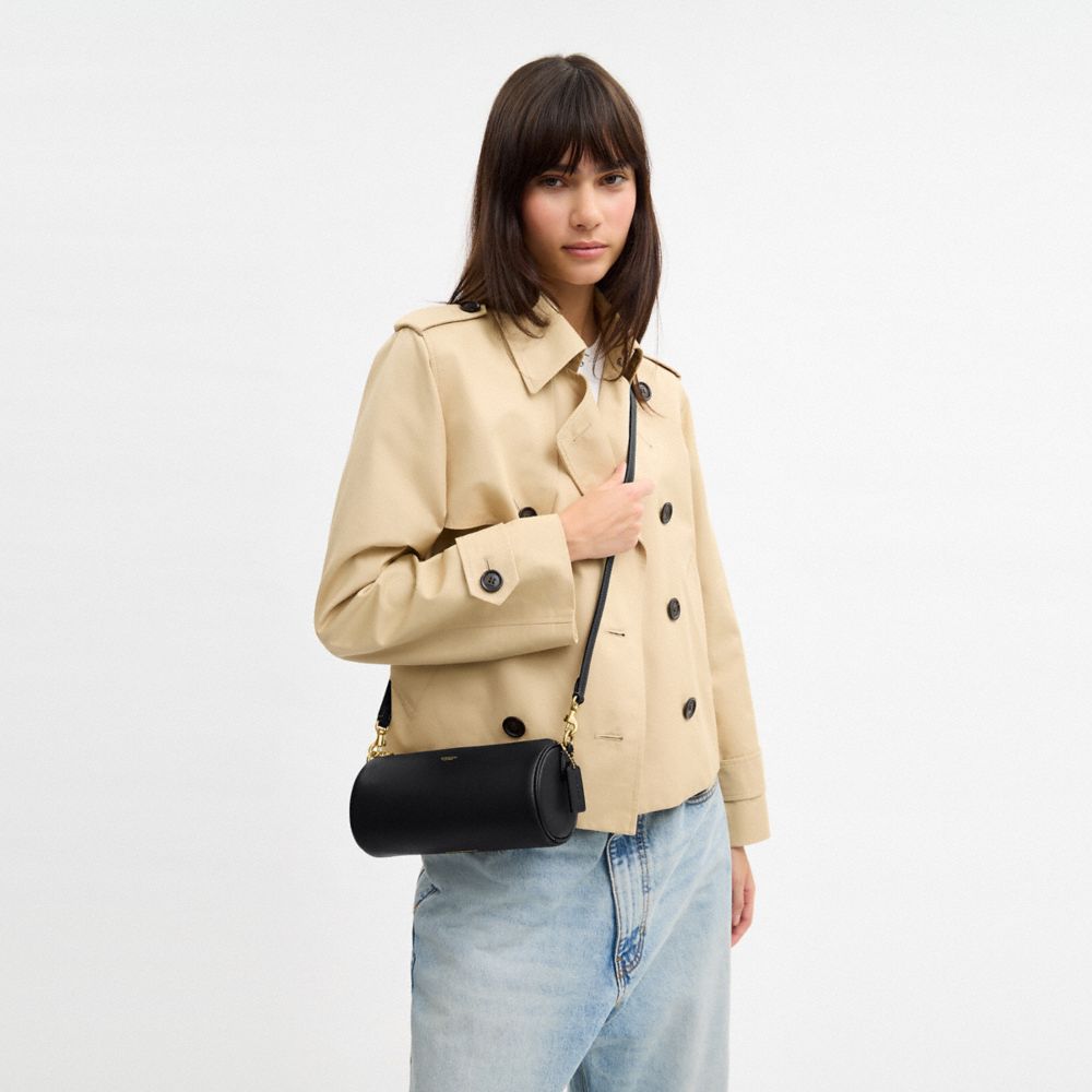 Coach Barrel Bag Brass Black