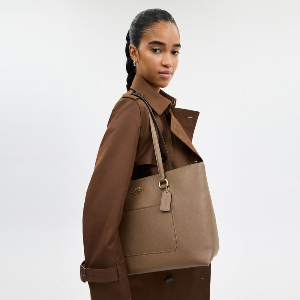 Coach Station Tote Bag Gold Dark Stone