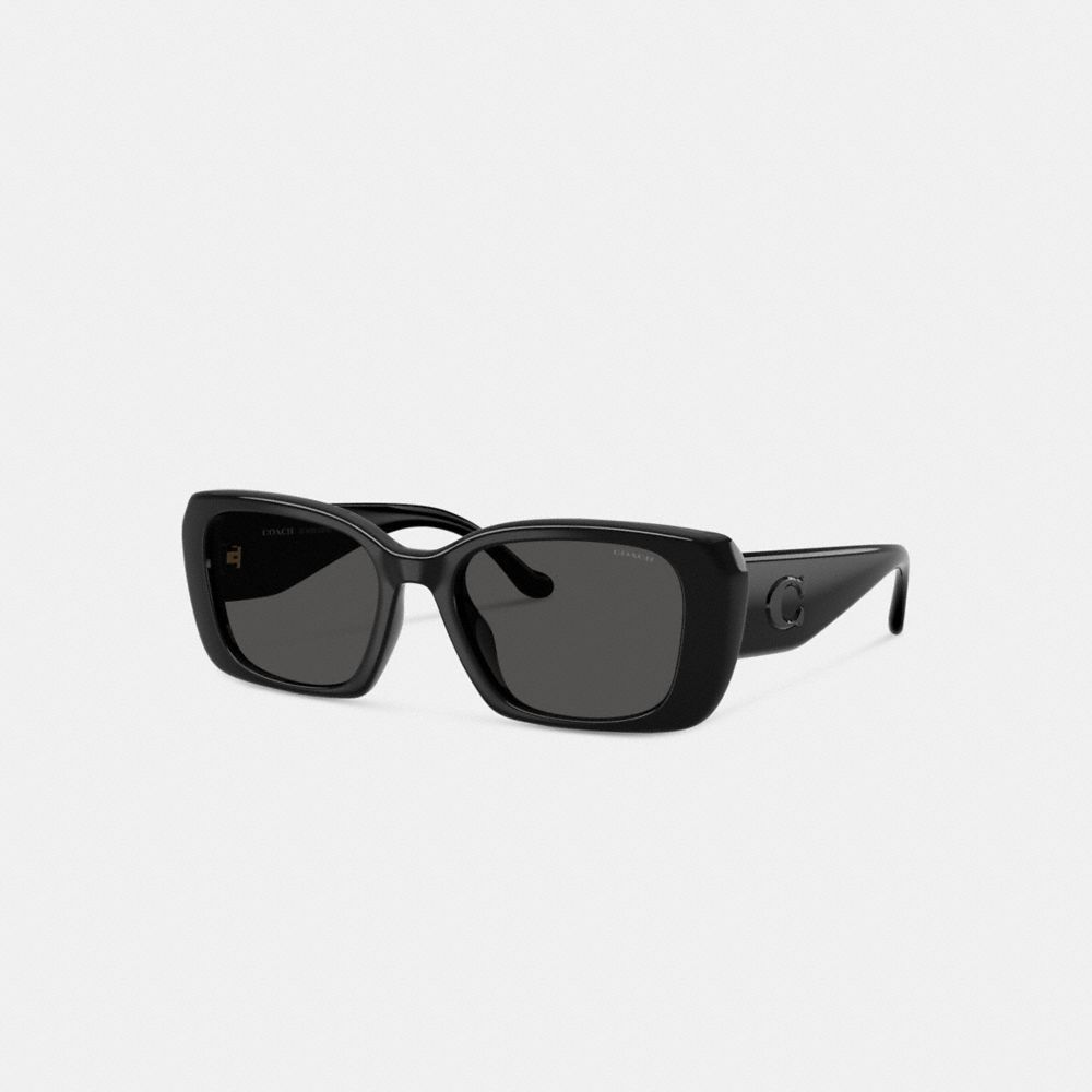 Coach Maxi Sculpted C Oversized Rectangle Sunglasses Black