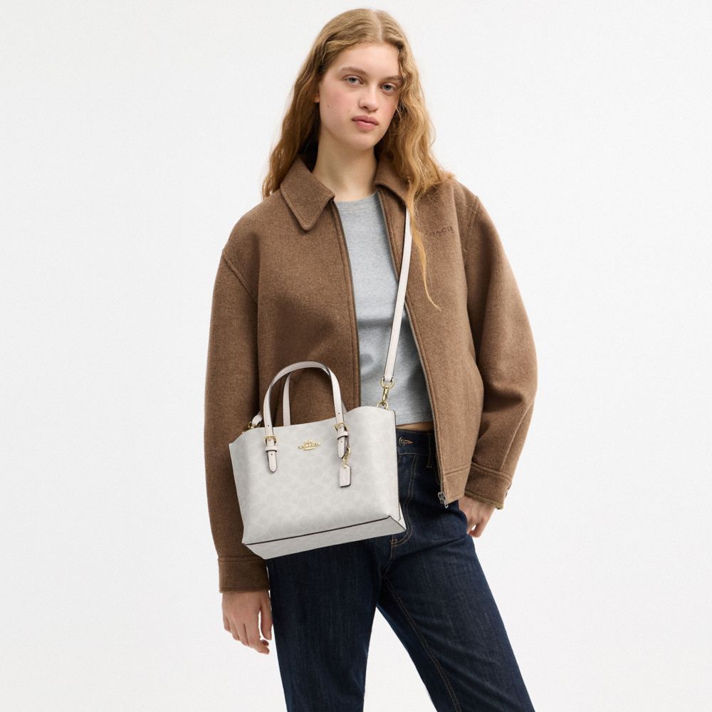 Coach Mollie Tote Bag 25 In Signature Canvas Gold White Chalk