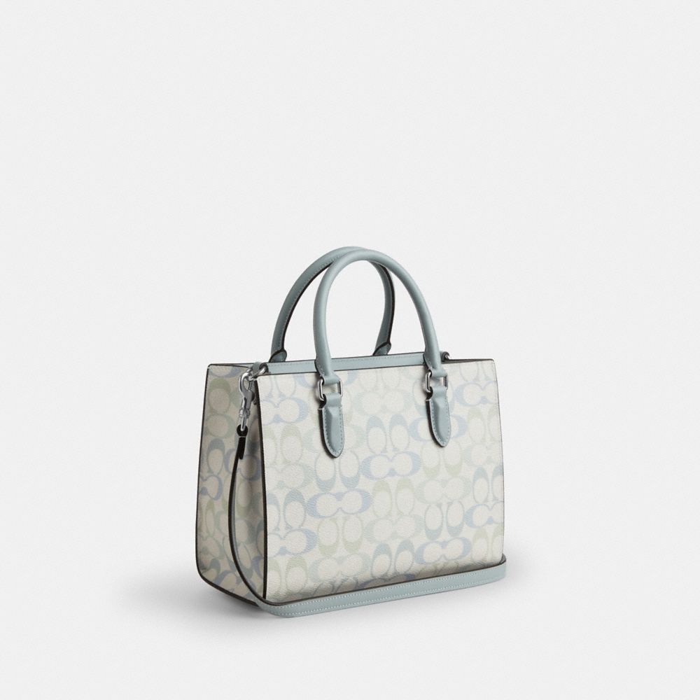 Coach Maggie Small Tote Bag In Signature Canvas Silver Chalk Blue