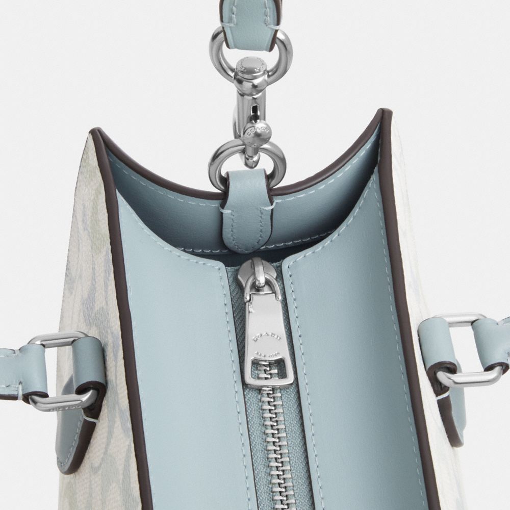 Coach Maggie Small Tote Bag In Signature Canvas Silver Chalk Blue