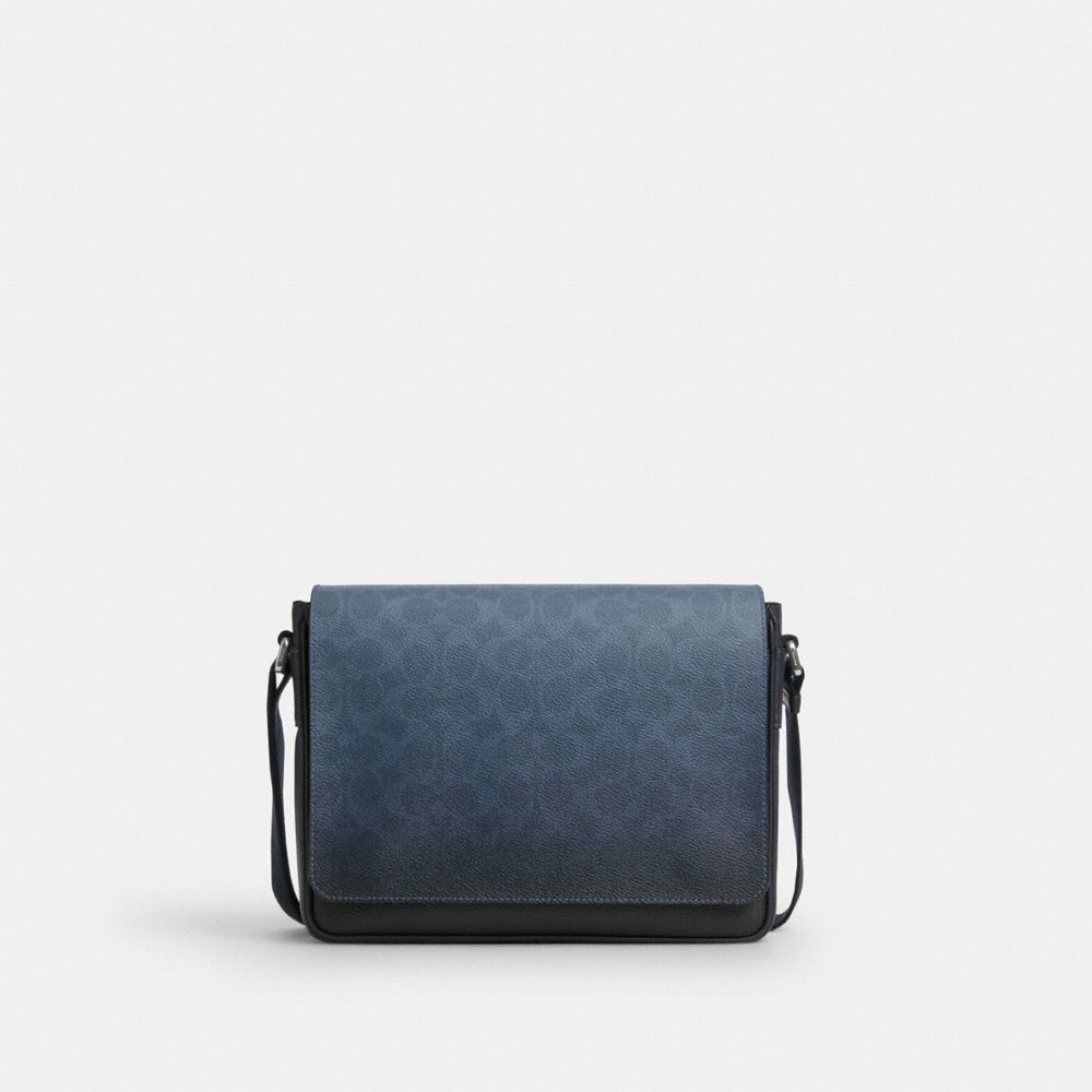 Coach Jack Messenger Bag In Ombre Signature Canvas Silver Blue