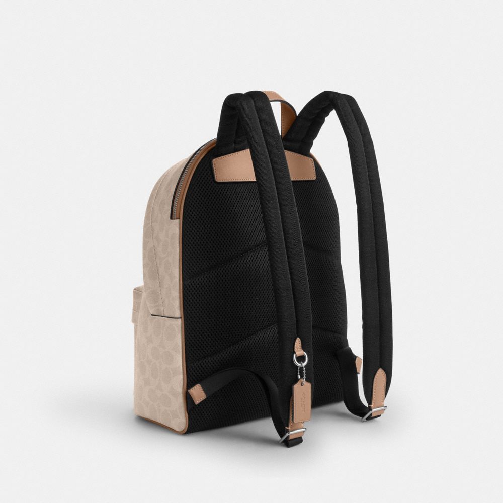 Coach Taylor Small Backpack In Signature Canvas Silver Sand Taupe