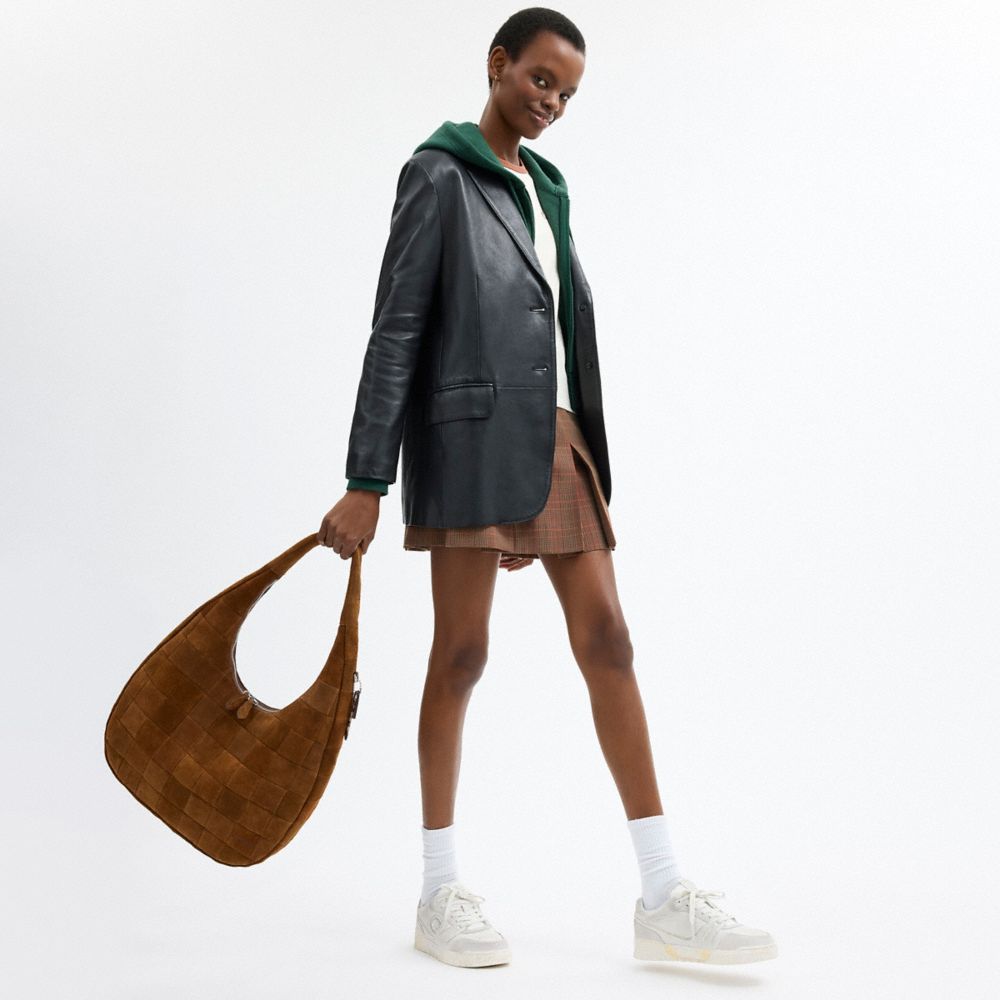 Coach Alter/Ego Large Crescent Shoulder Bag In Upcrafted Suede Warm Brown